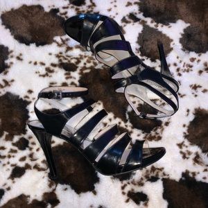 Michael Kors black leather strappy heels size 9.5